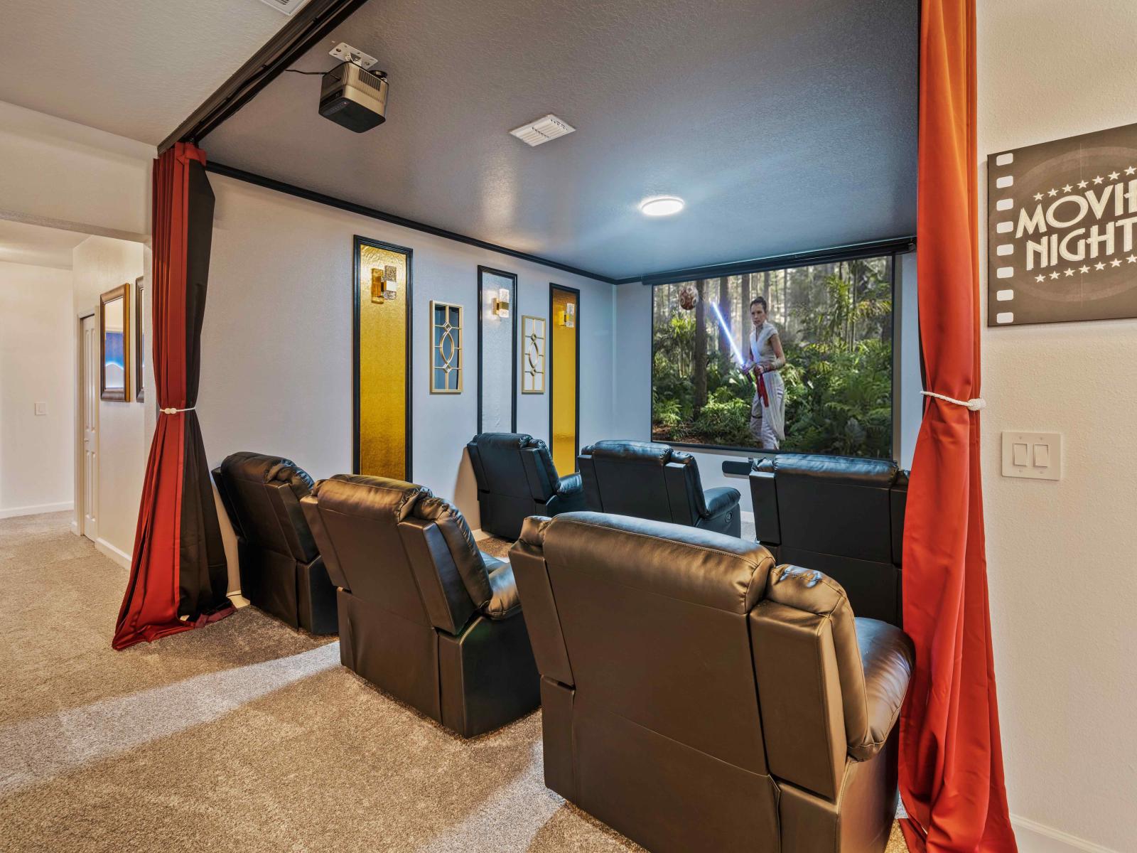 Experience cinematic magic in the comfort of your own private movie theater at our home in Davenport - Escape reality and unwind with family movie nights in our luxurious private movie theater. - Indulge in with your own private movie theater