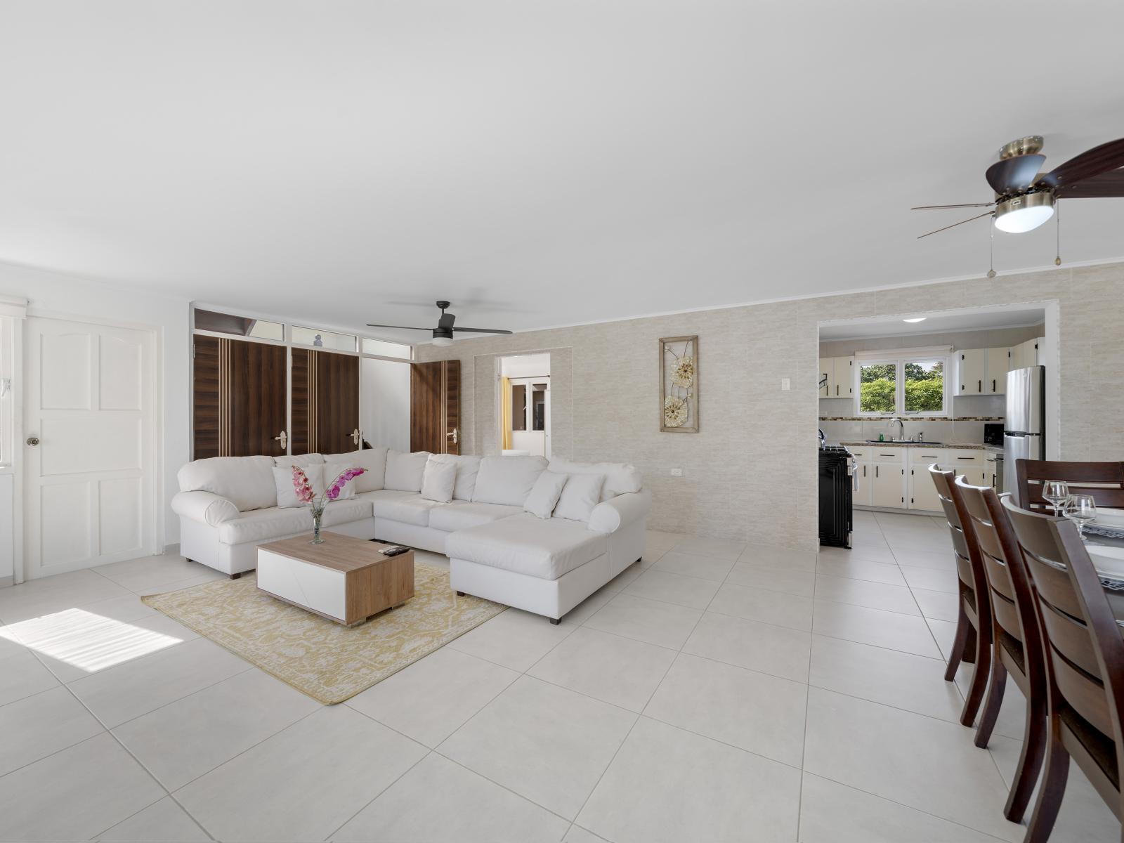 Open concept living and dining area