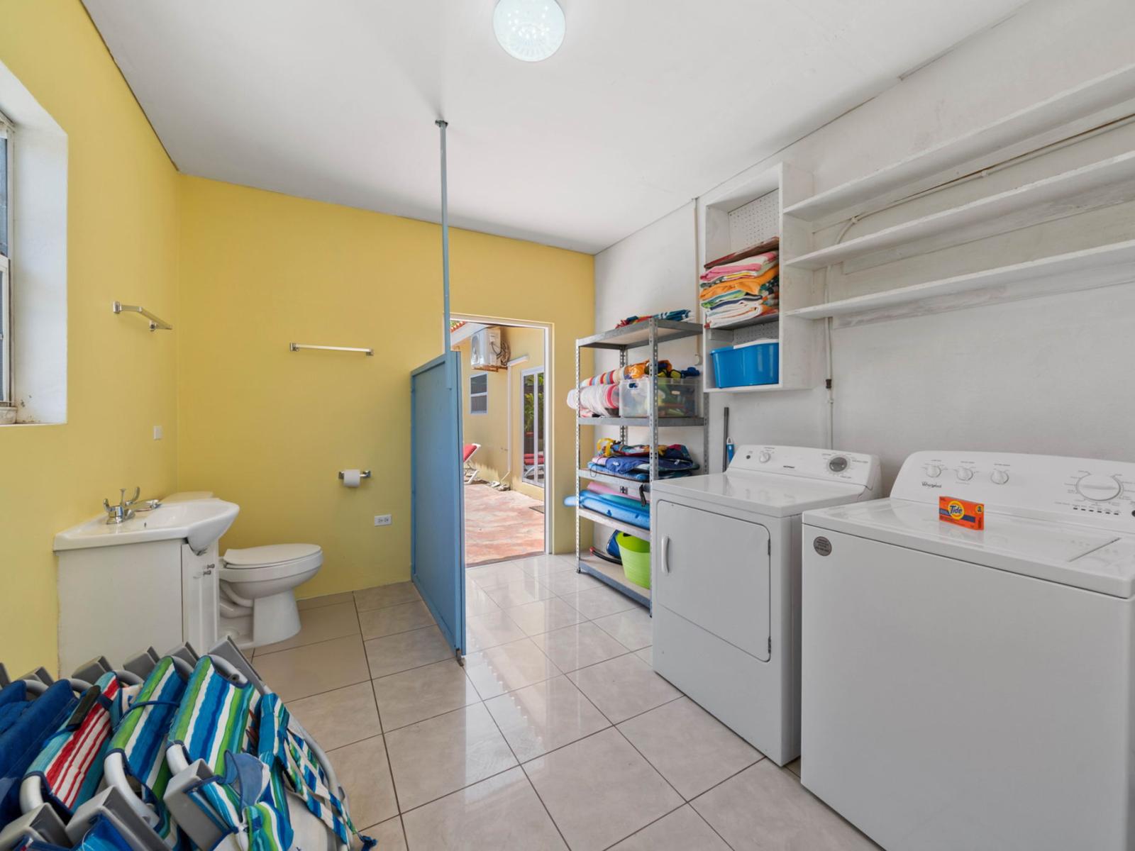 Laundry room with washer and dryer