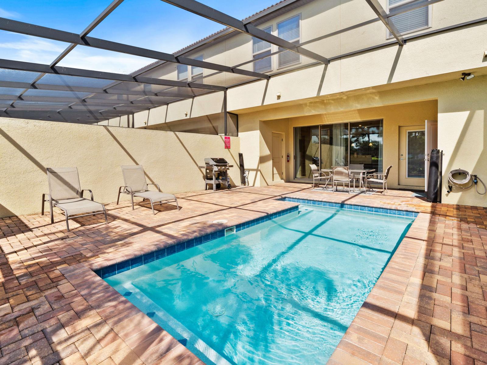 Private Pool with sun lounges