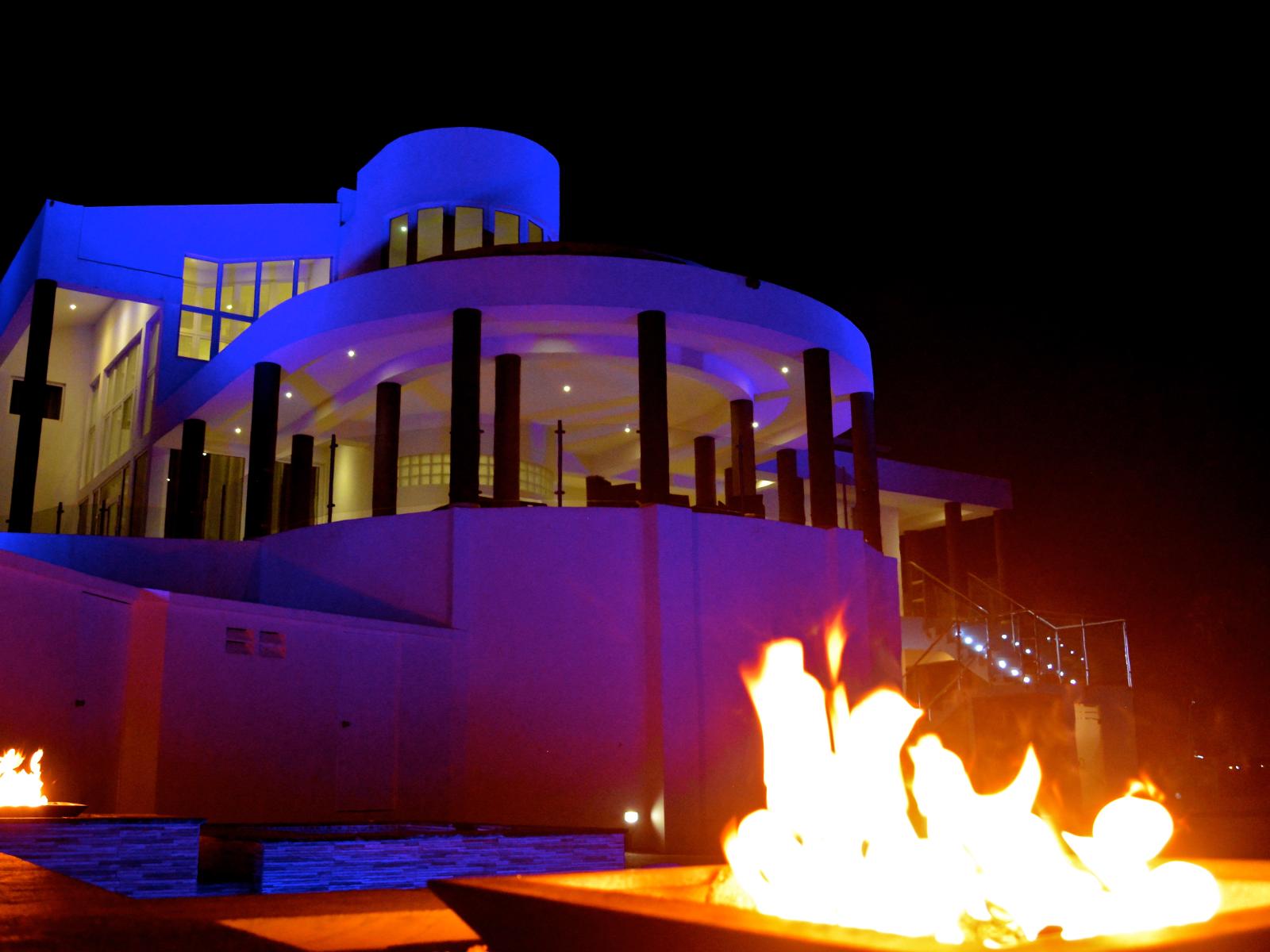 Outdoor fire pit by the pool