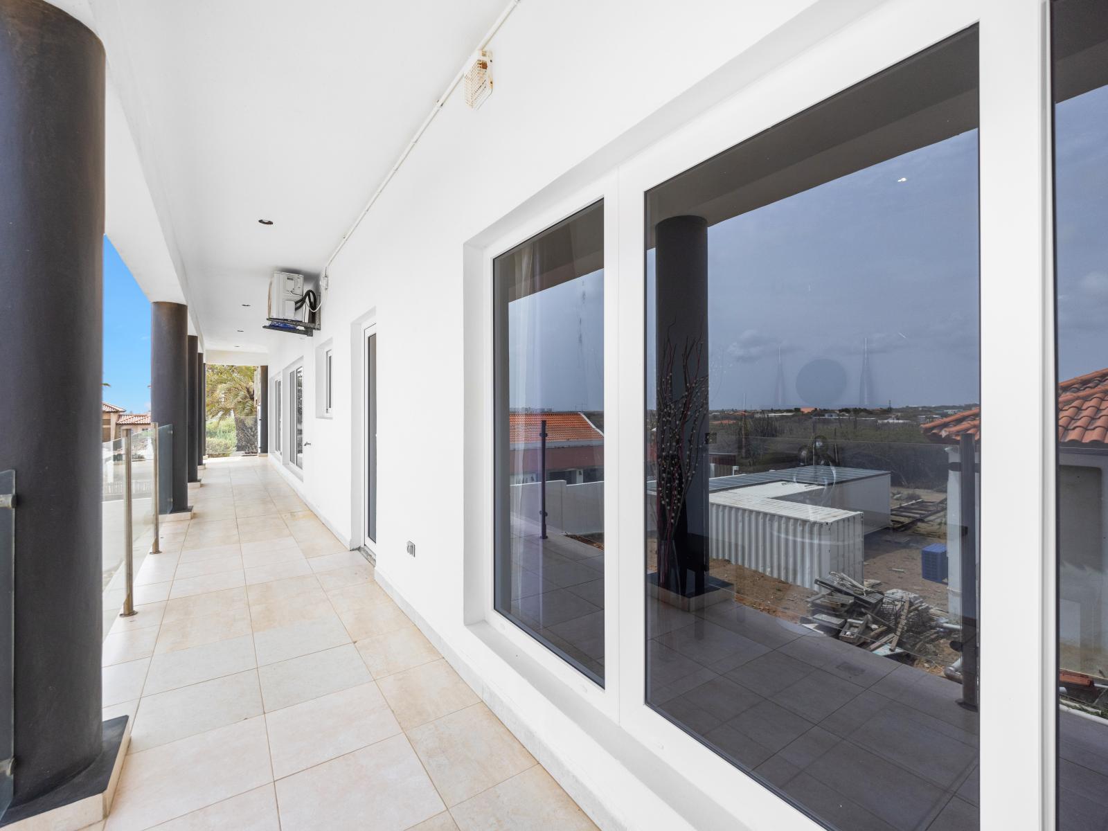 Hallway on the side of the home