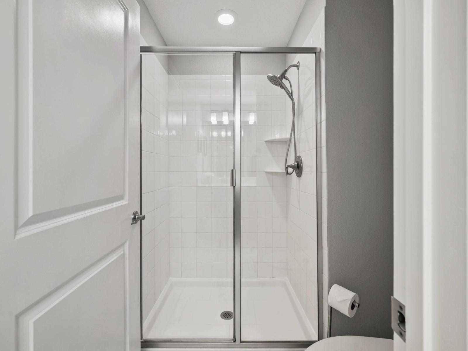 - Enjoy the convenience of a spacious walk-in shower, designed for ease and comfort - The clean, modern design offers a refreshing space to start or end your day - Simple yet stylish, this shower adds a touch of calmness to your daily routine