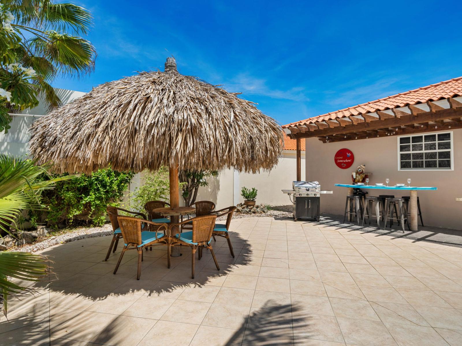 Palapa by the pool to escape the midday sun