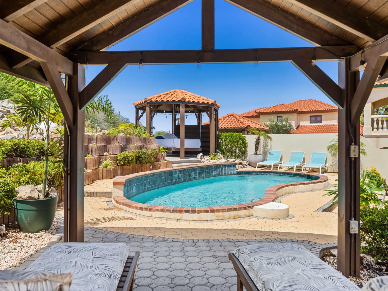 Lounge chairs by the pool