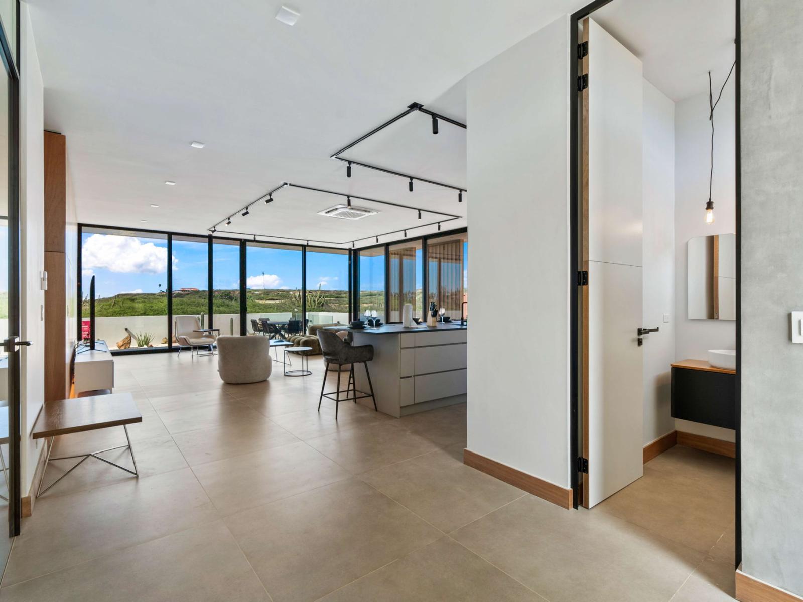 Open concept living room and kitchen