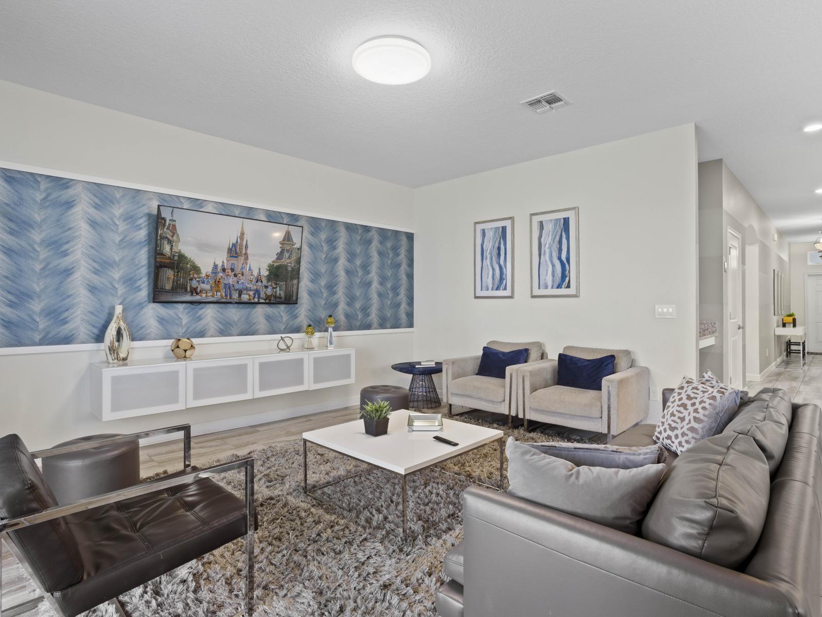 - Enjoy the cozy living area with a large smart TV and stylish accents - Thoughtfully designed with soft seating makes it a great place to unwind - Perfect for entertainment or relaxation after a day of adventures