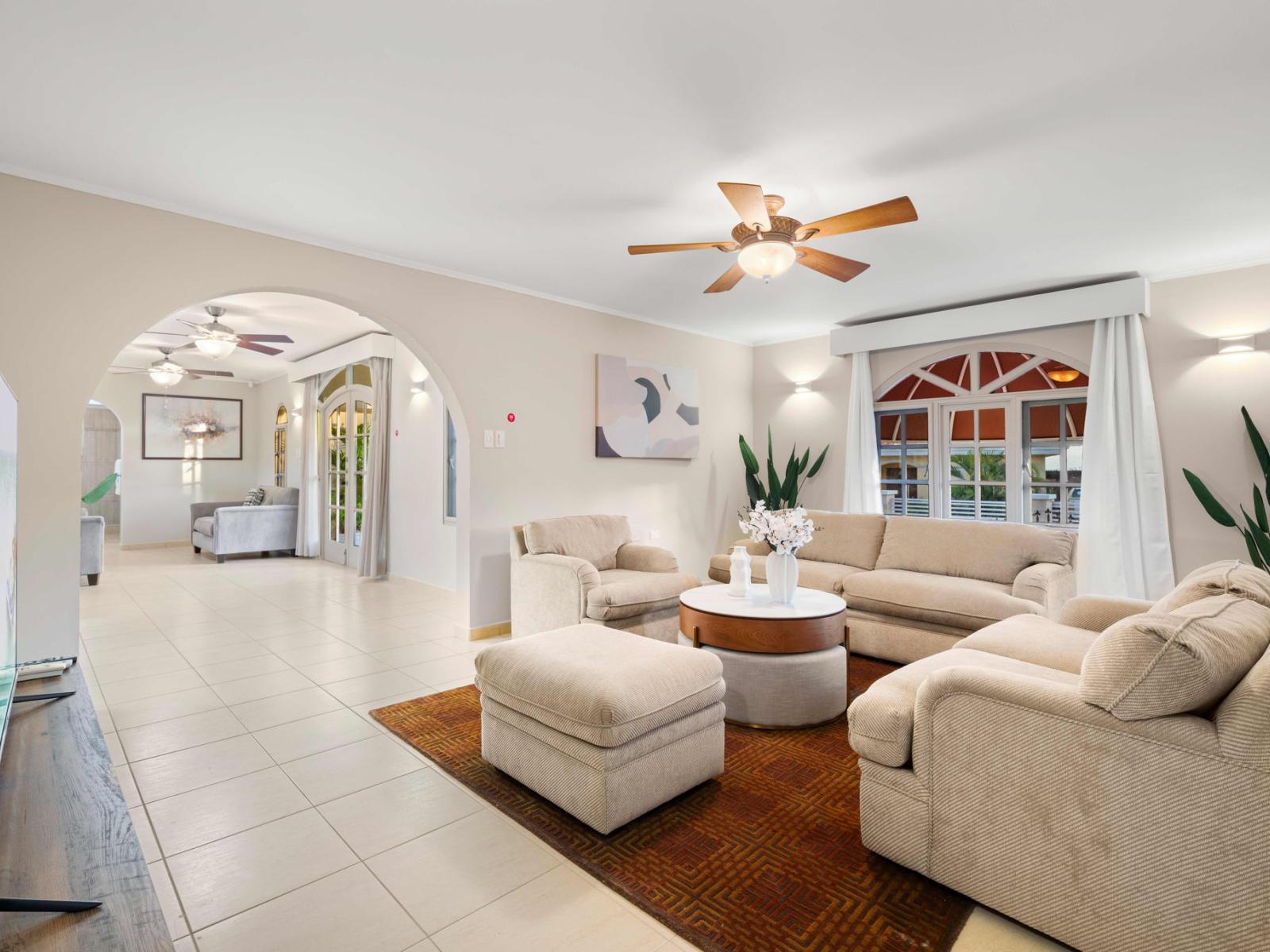 Living room with flat screen smart TV