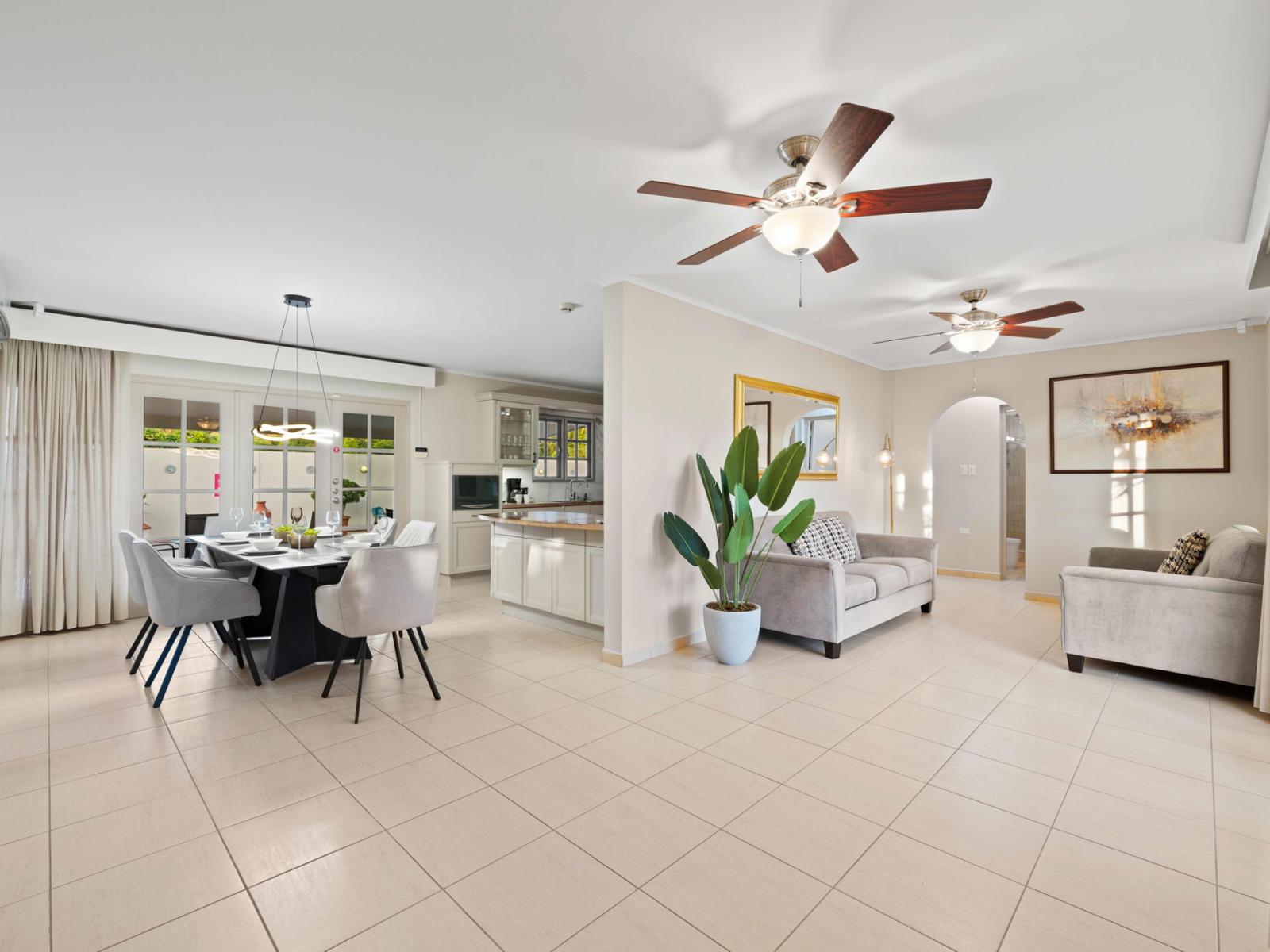 Open concept kitchen and dining area