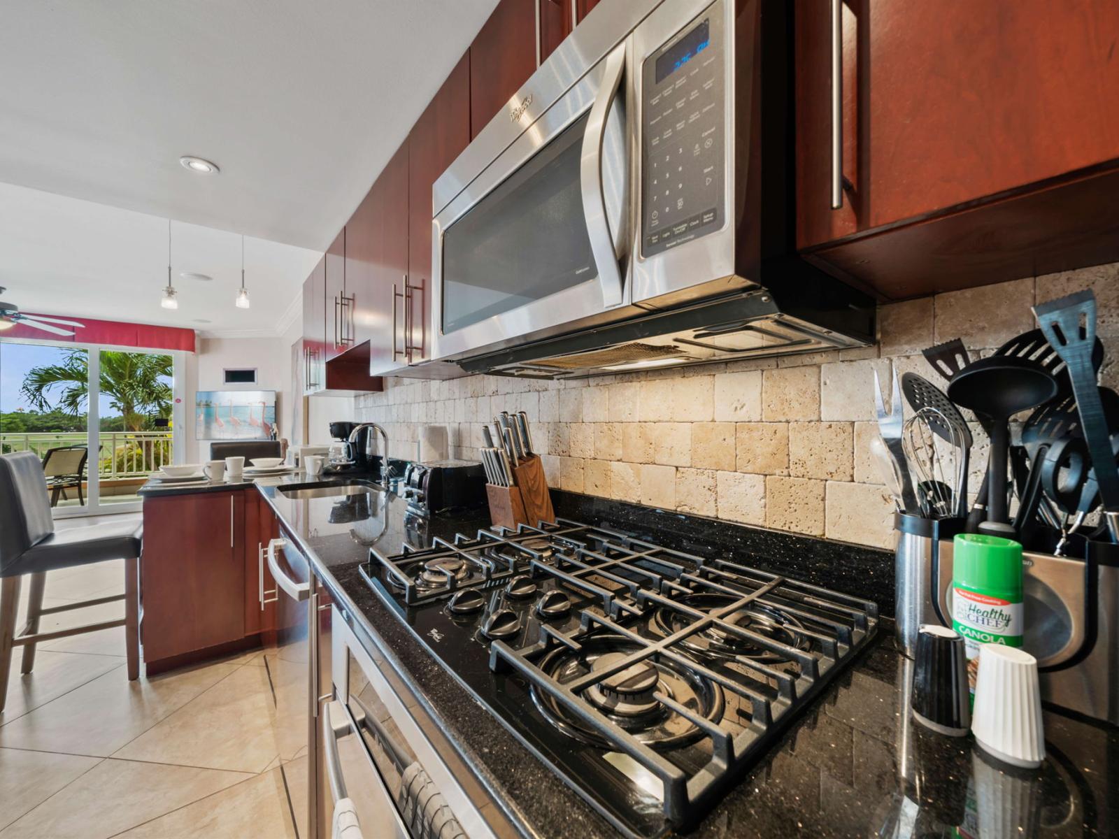 Kitchen with stainless steel appliances