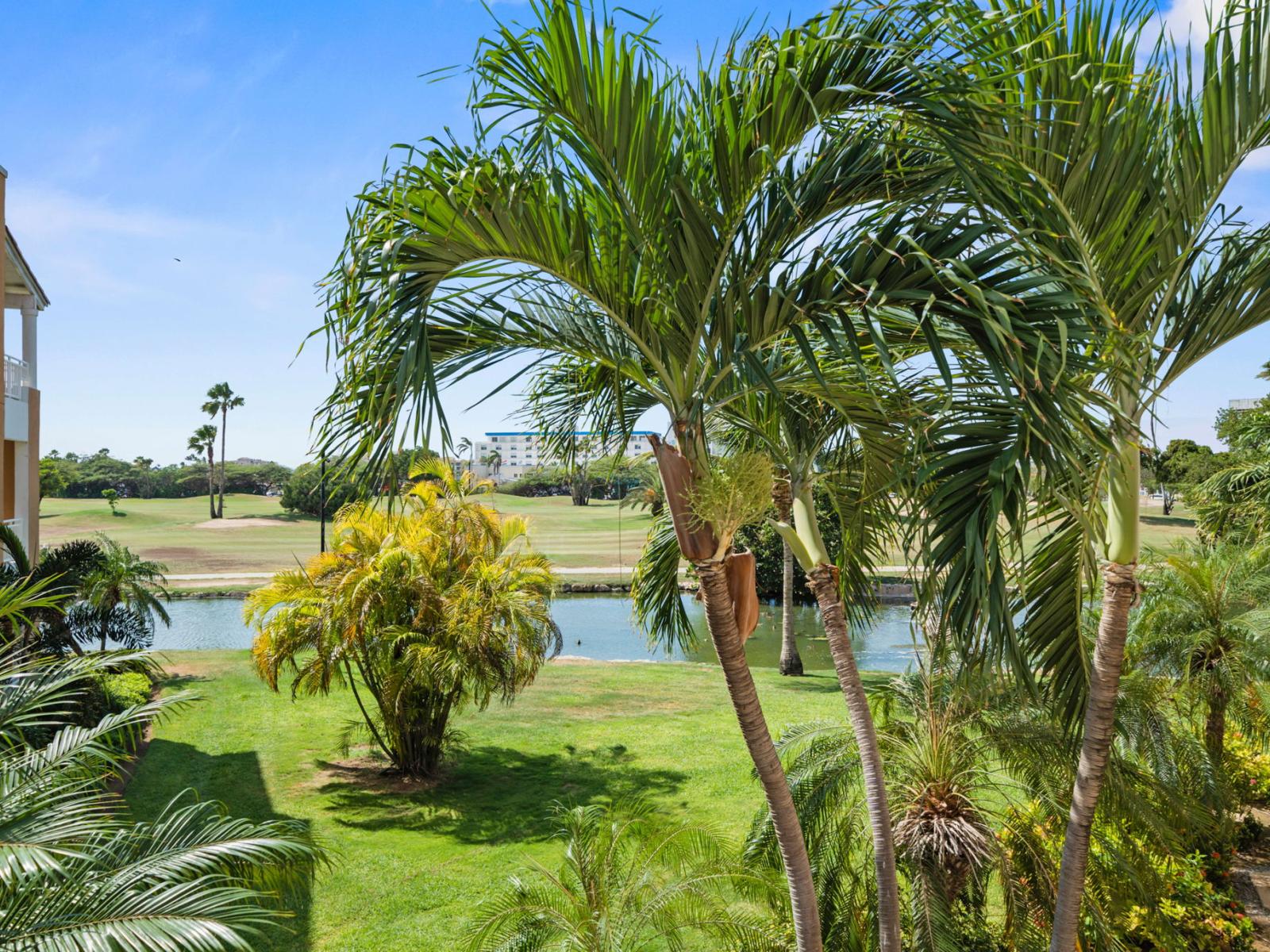 Enjoy lush views of the golf course from your condo