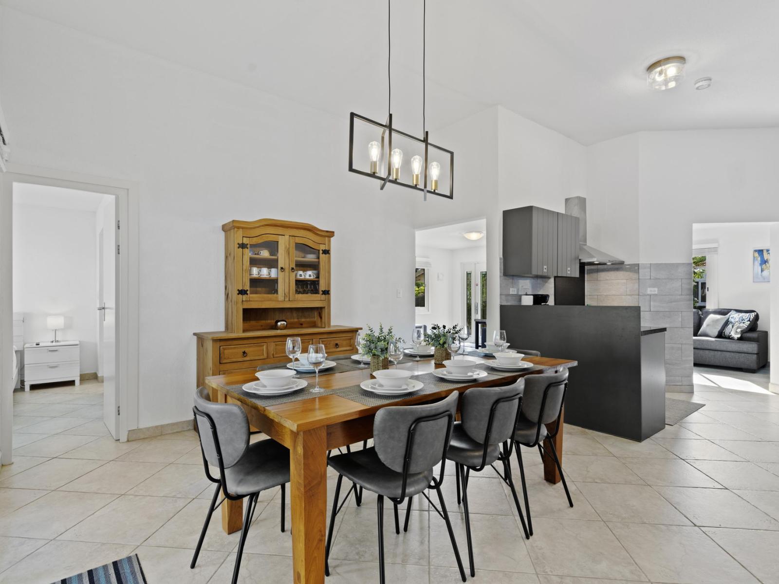 Open concept living and dining area