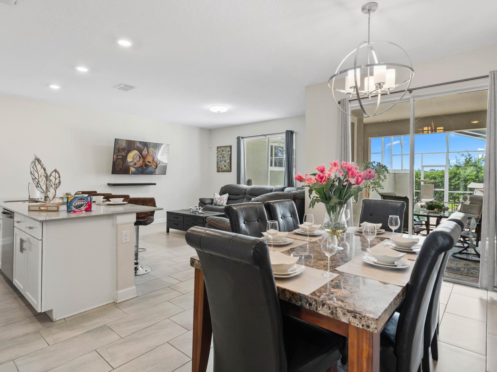 Dine in elegance! This 6-seater dining area is the ideal spot for family dinners and celebrations.