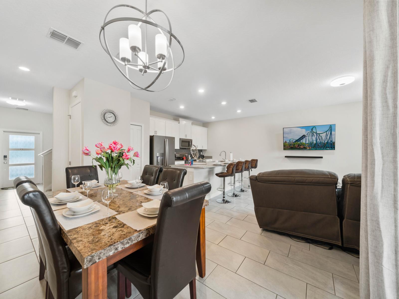 Dine in elegance! This 6-seater dining area is the ideal spot for family dinners and celebrations.