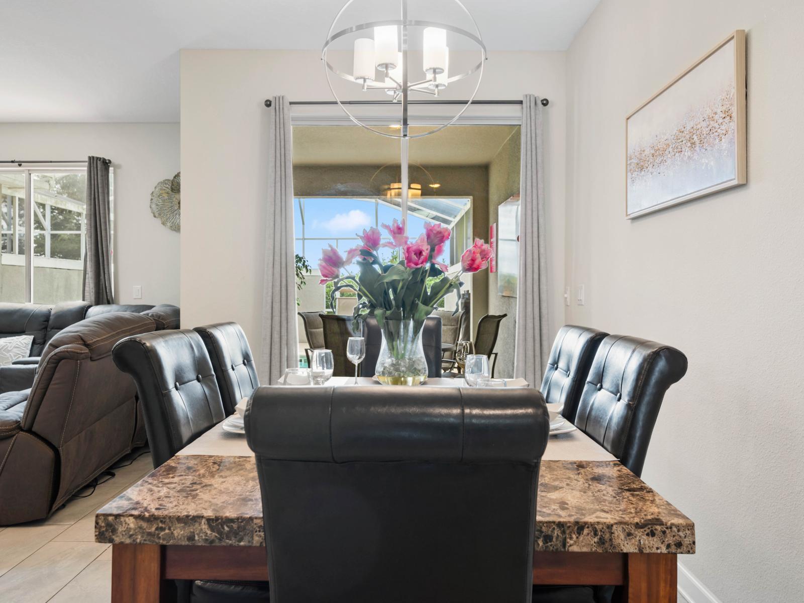 Dine in elegance! This 6-seater dining area is the ideal spot for family dinners and celebrations.