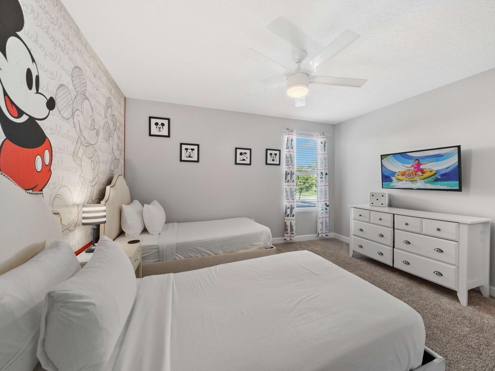 Twin Bedroom:  A charming twin bedroom with thoughtful decor and comfortable bedding, perfect for kids, friends, or additional guests.