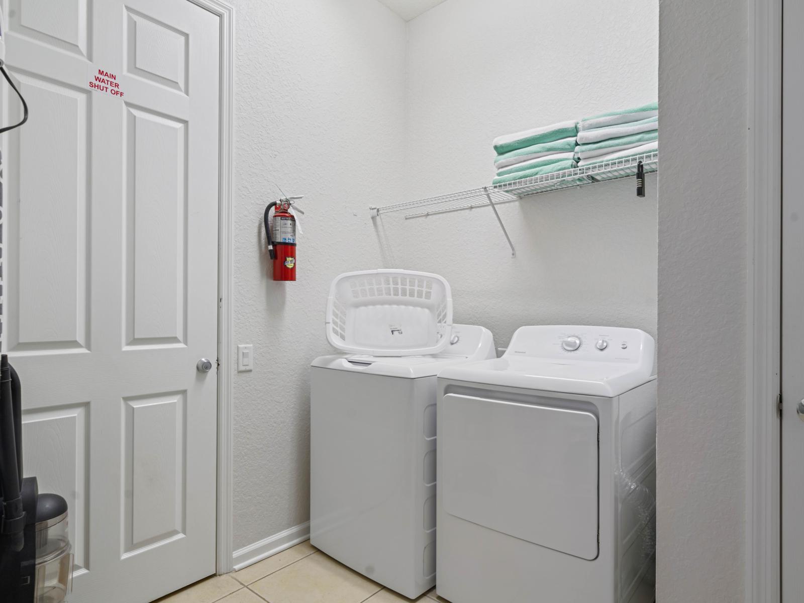 - Full-size washer and dryer for easy and hassle-free laundry during your stay - Fresh towels and laundry essentials are thoughtfully provided for added comfort - Clean, organized space that makes long stays effortless and convenient