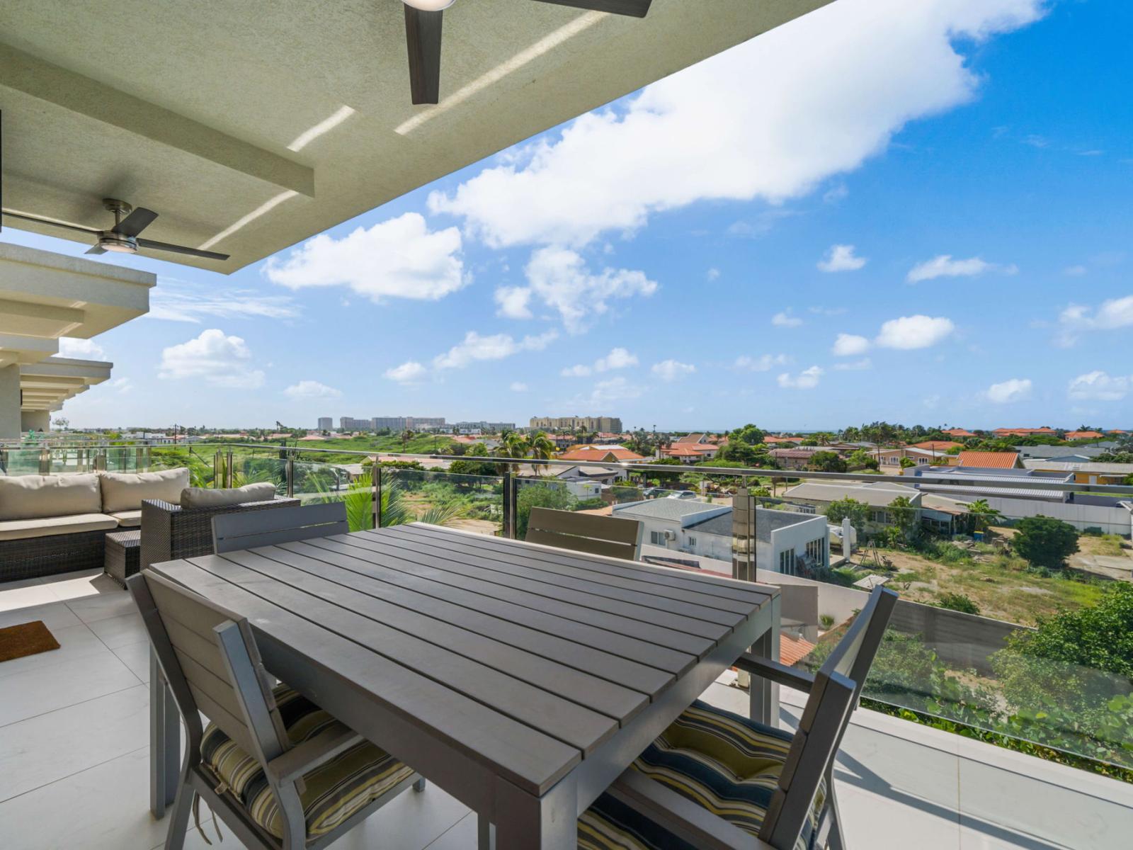 Enjoy meals outside with loved ones on the second balcony