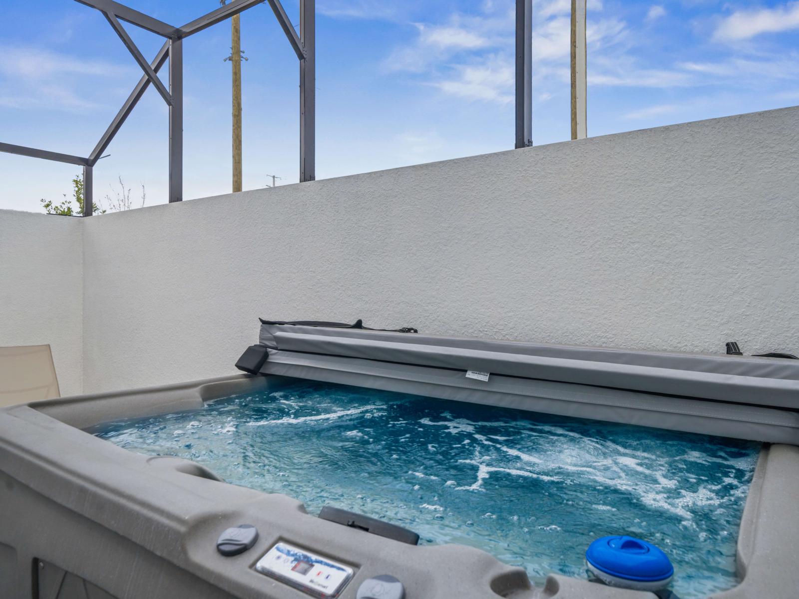 Outdoor Hot tub and seating area