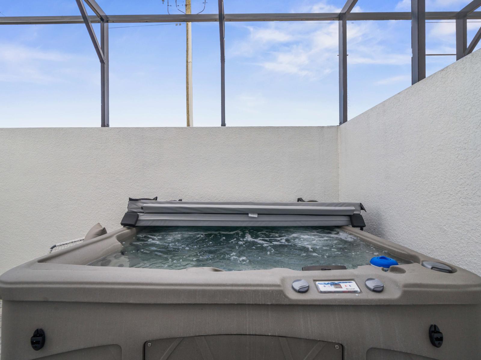 Outdoor Hot tub and seating area