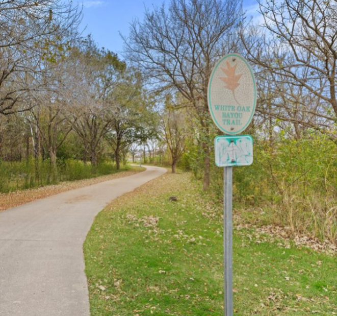 Nearby entrance to White Oak Trail for an energizing run or a relaxing stroll.