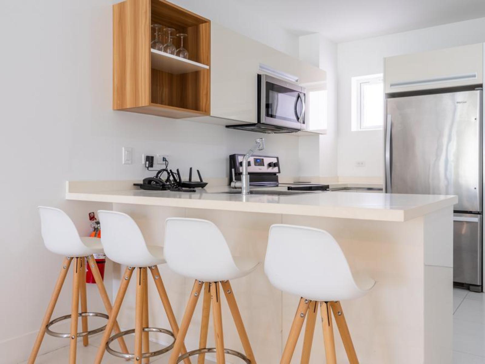 Kitchen has a breakfast bar