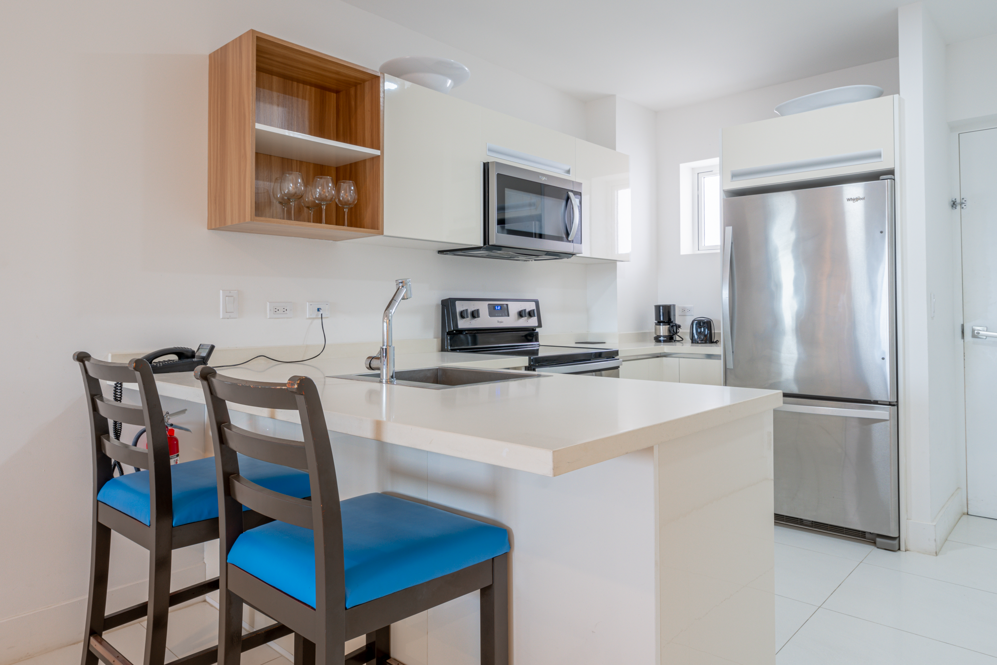 Kitchen has a breakfast bar