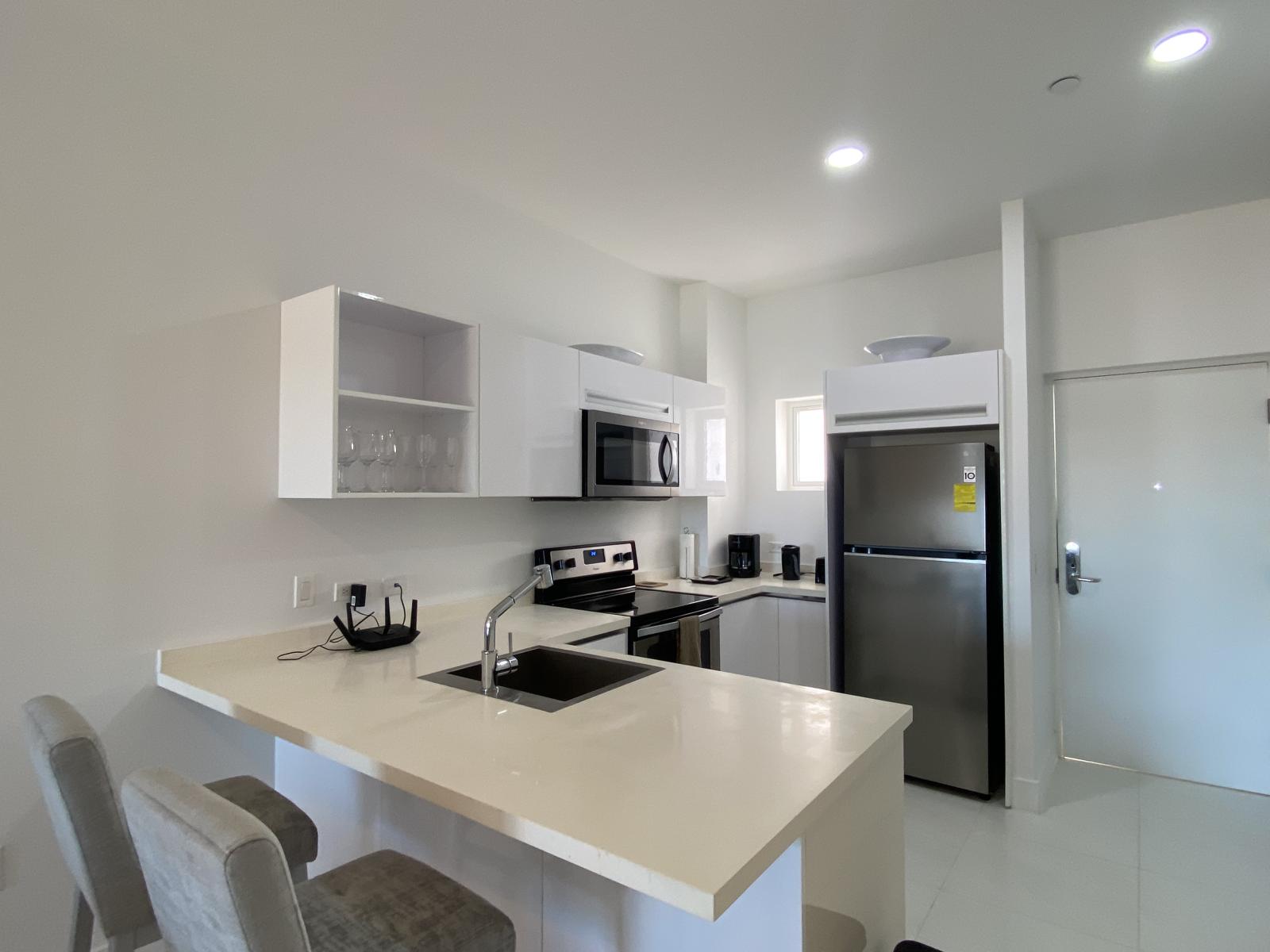 Kitchen has a breakfast bar