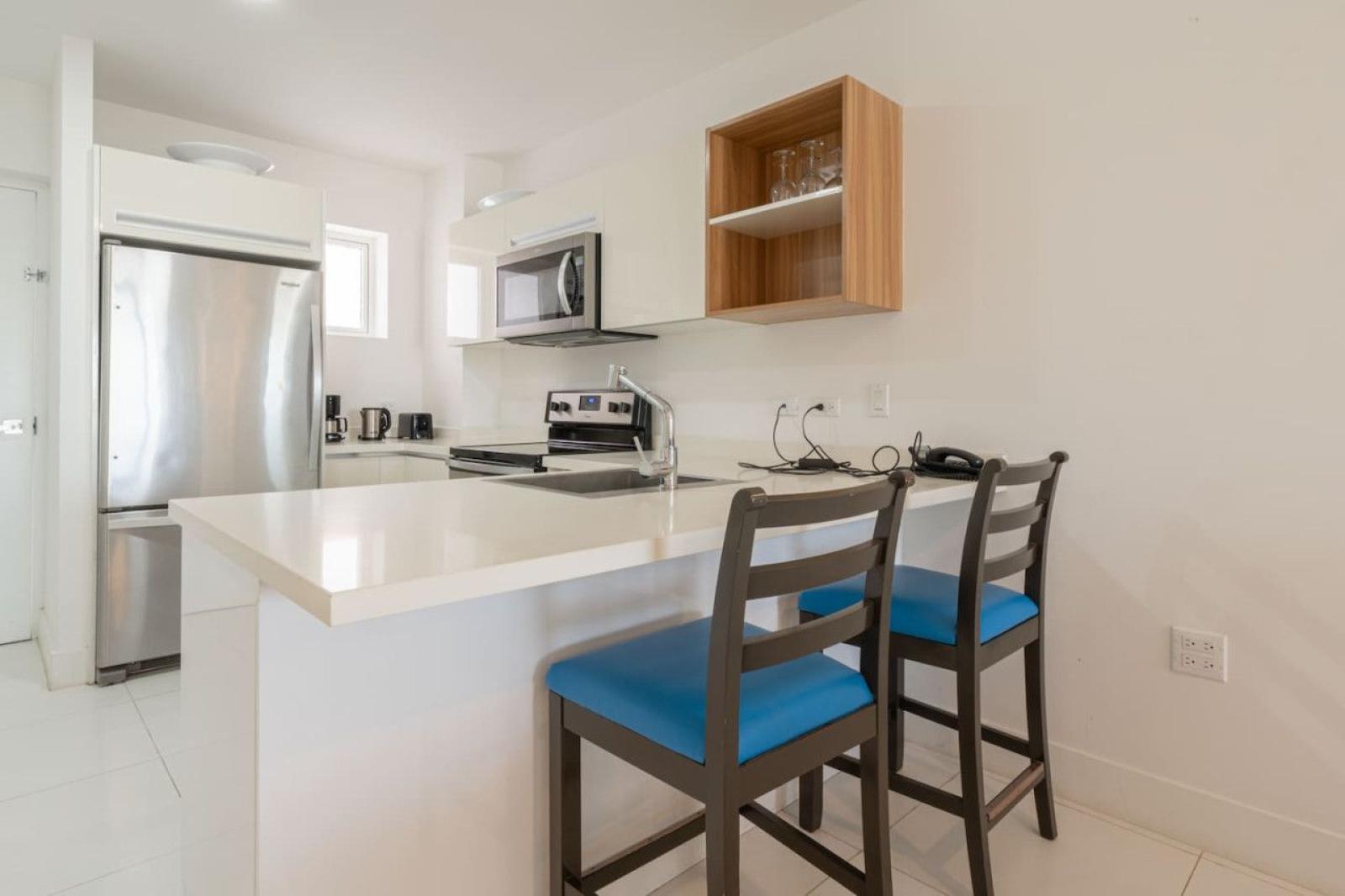 Kitchen has a breakfast bar