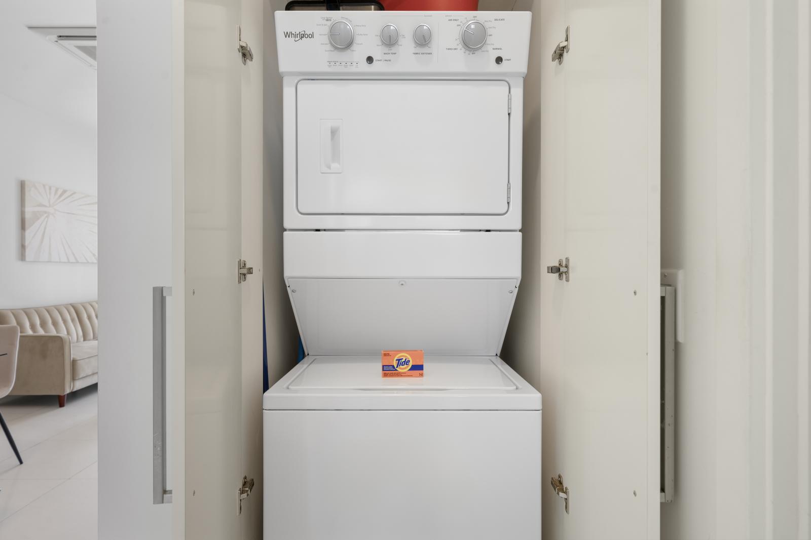 Washer an dryer in the condo