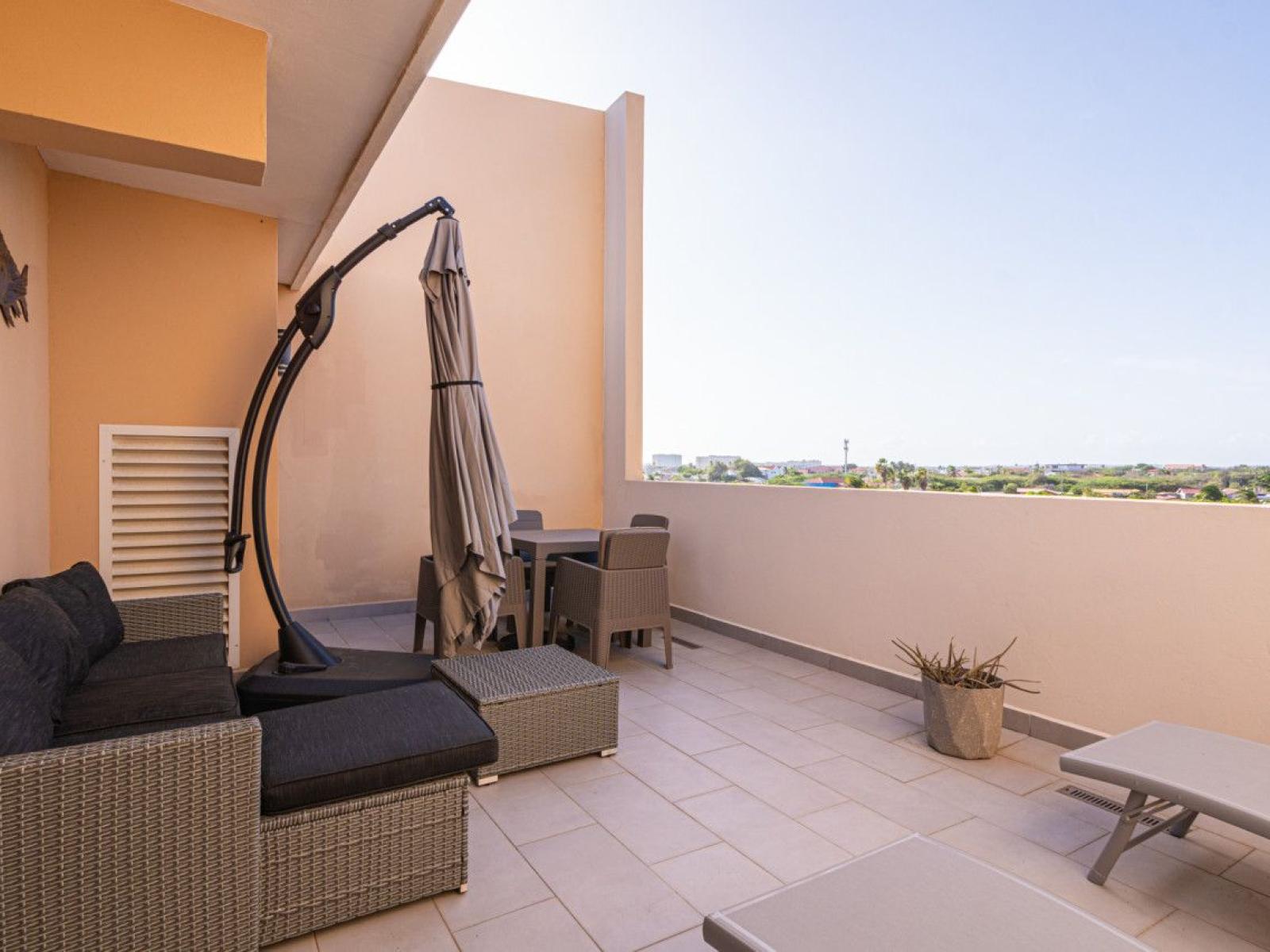 Private balcony with sunset views