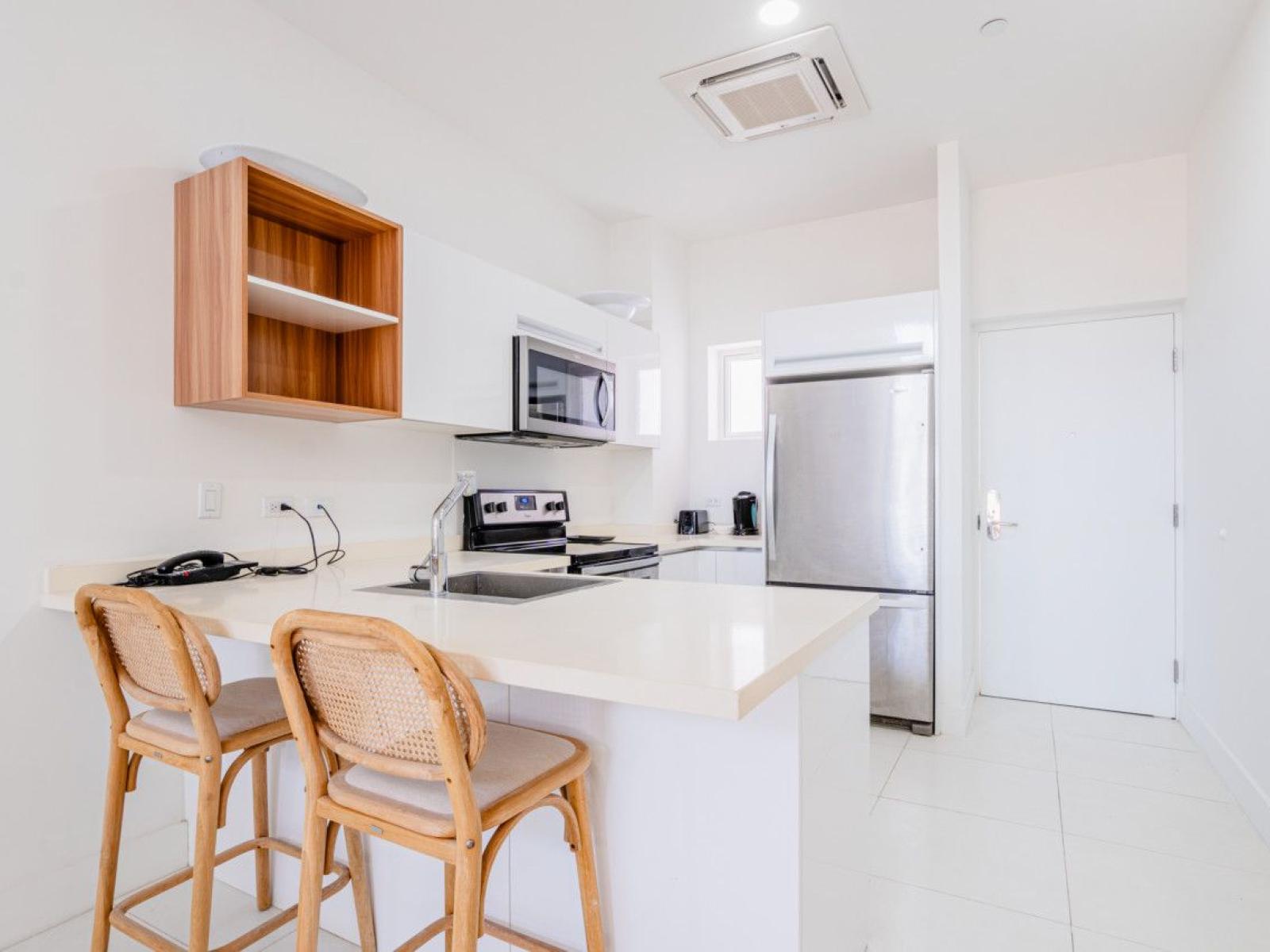 Kitchen has a breakfast bar