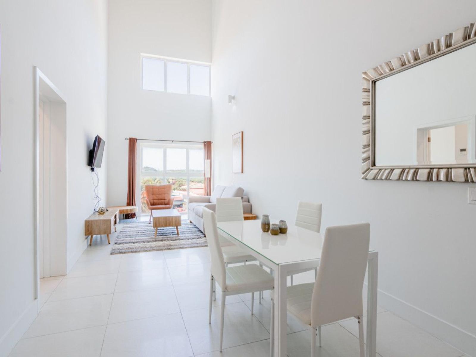 Open concept living and dining area