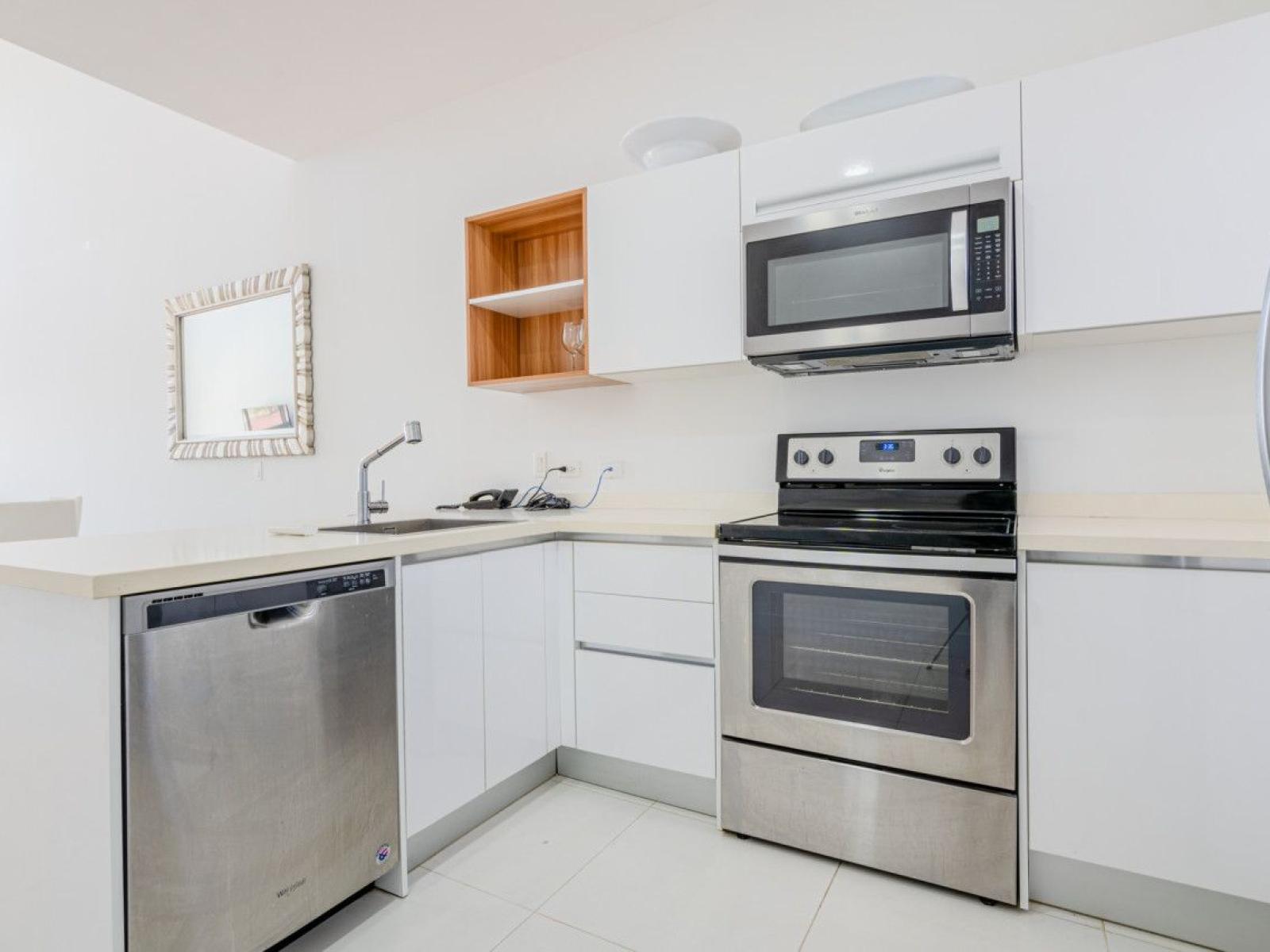 Kitchen has a breakfast bar