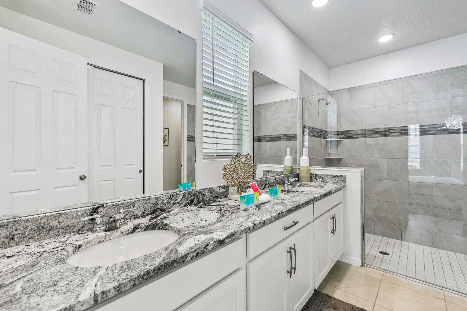 Bathroom 1 with a walk-in shower