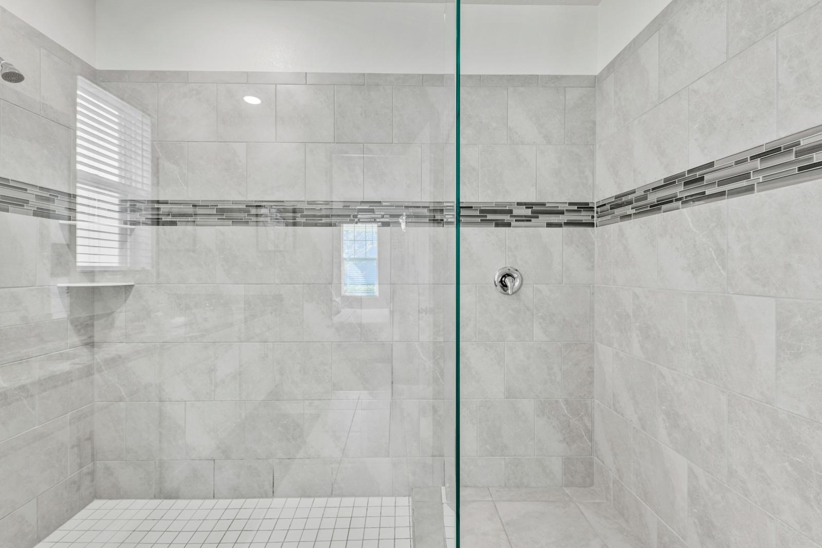 Bathroom 1 with a walk-in shower