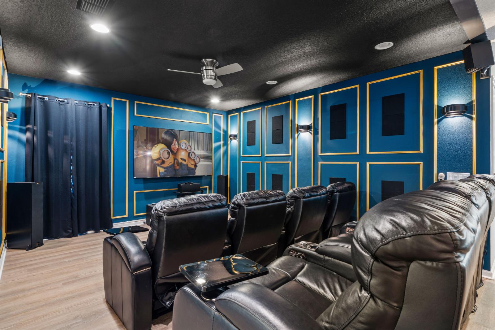 Private cinema area with a large smart TV