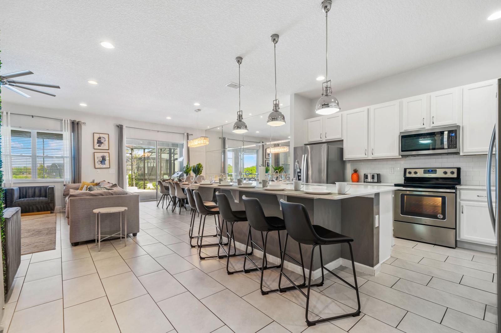 Open living area with large seating and smart TV