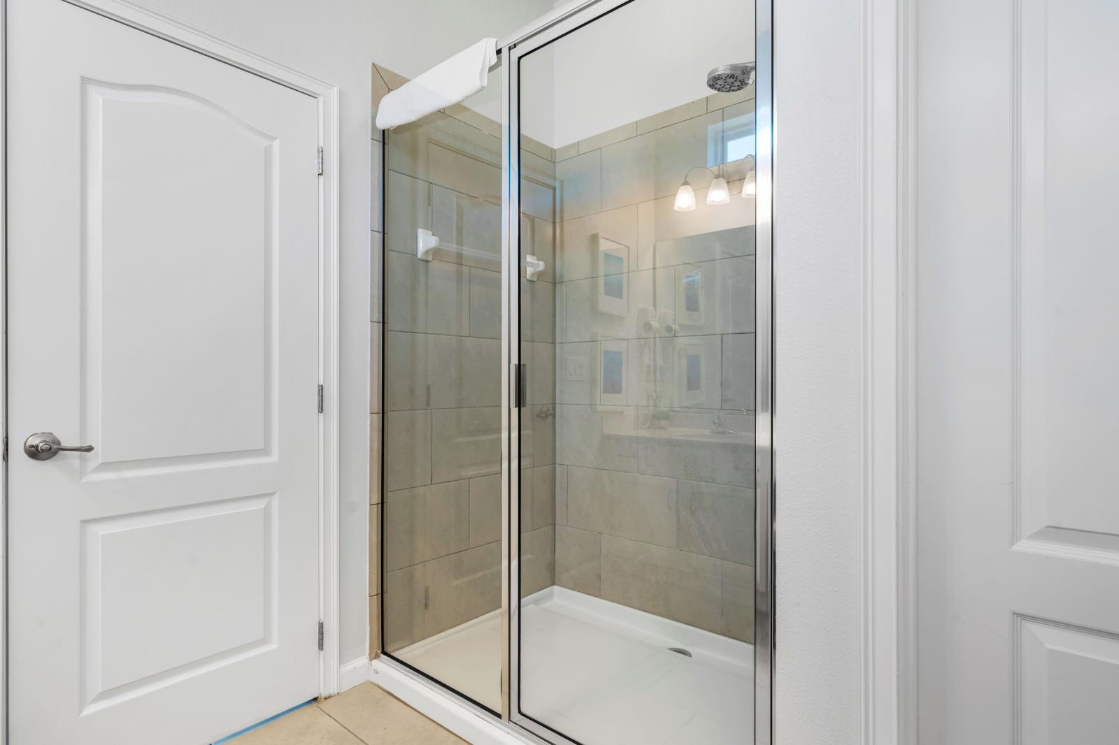 Bathroom 1 with a walk-in shower