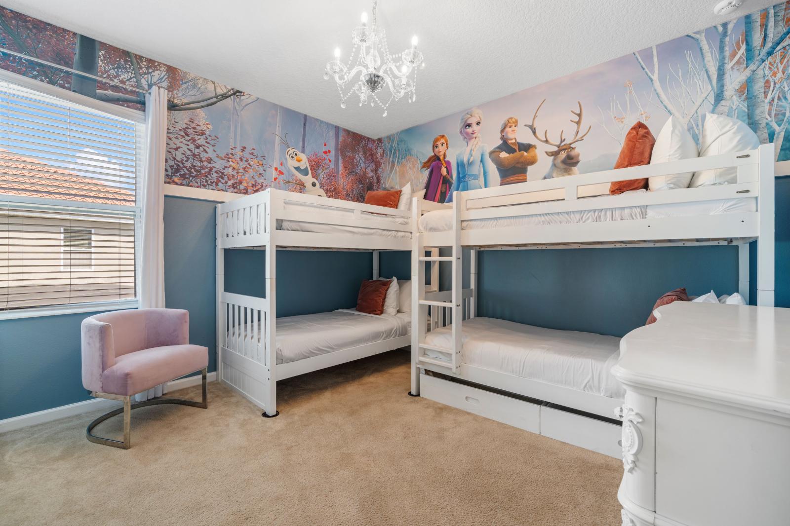 Bedroom 11, Disney Frozen Theme room with 4 single beds