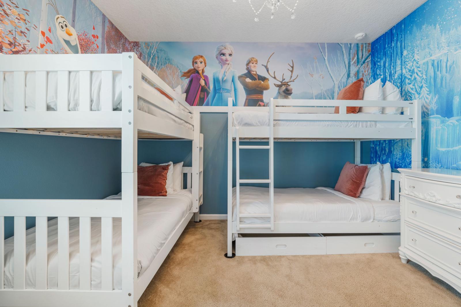 Bedroom 11, Disney Frozen Theme room with 4 single beds