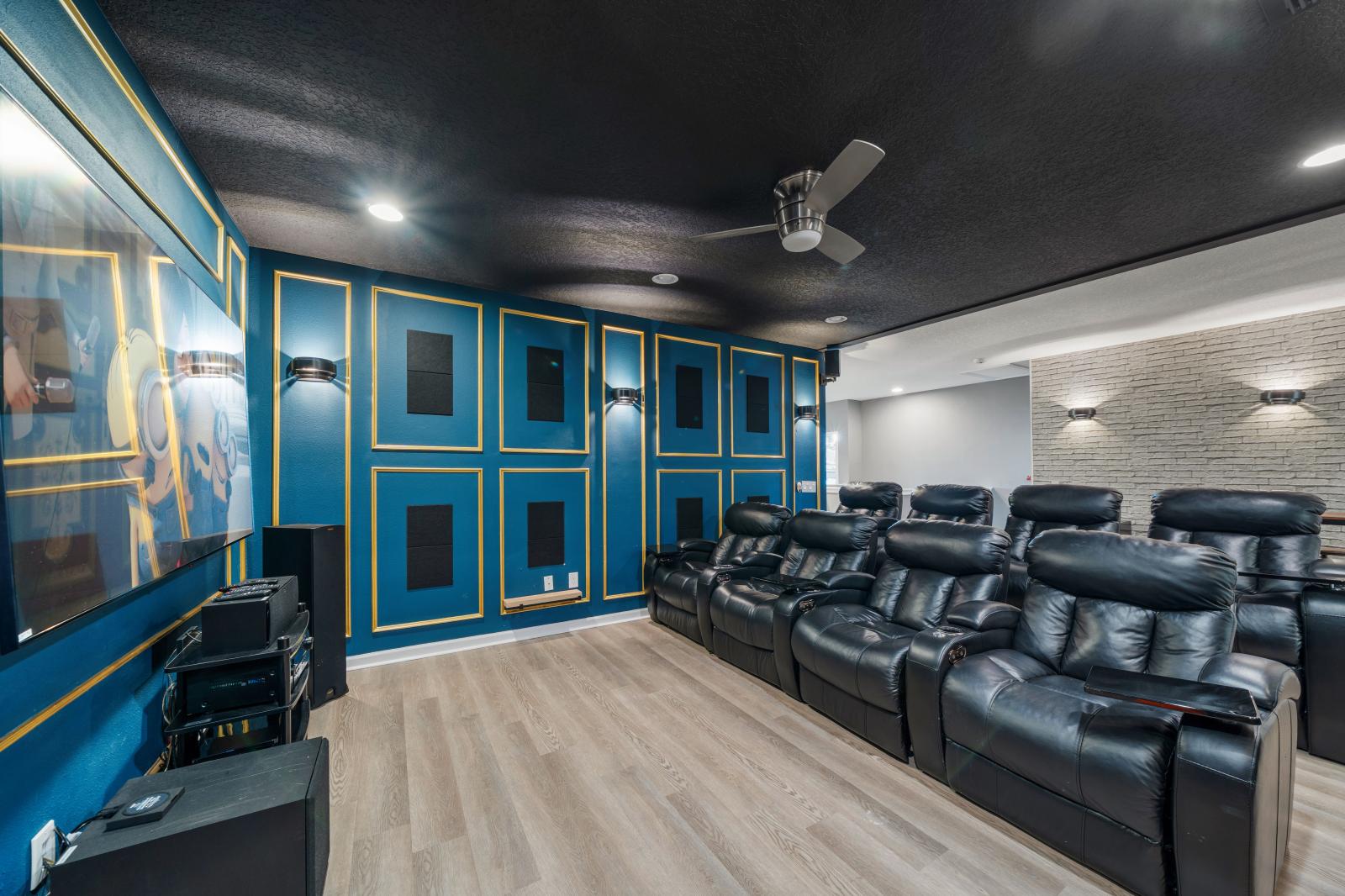 Private cinema area with a large smart TV