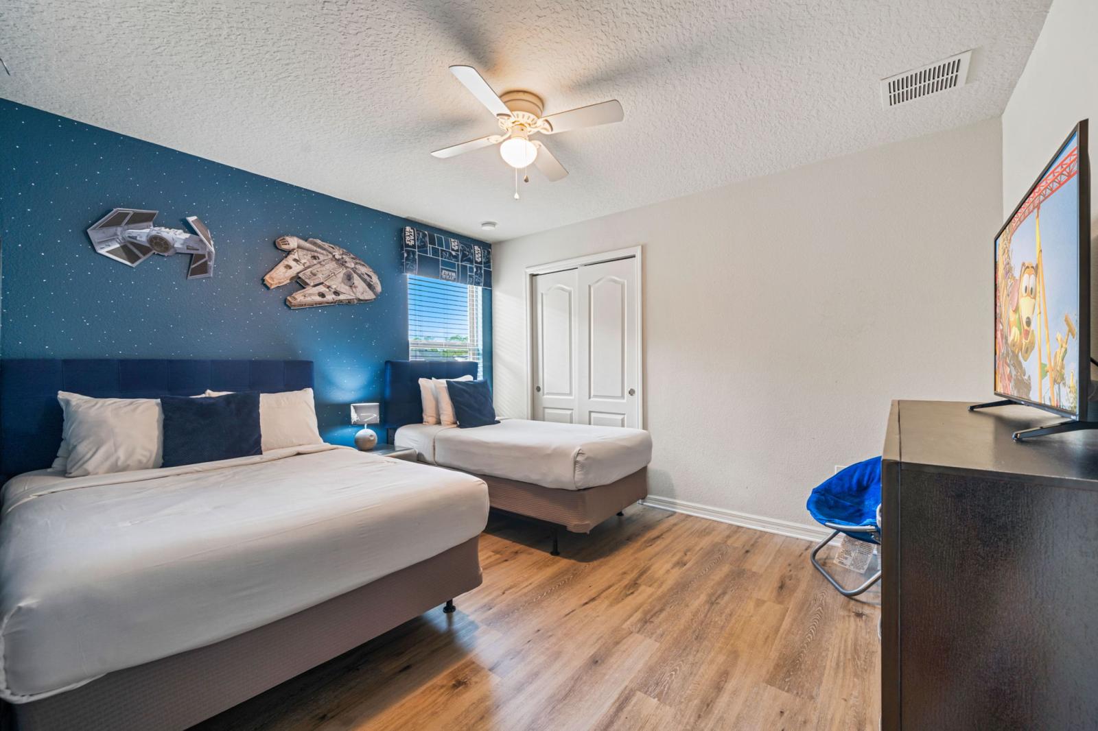 Bedroom 4 with a double bed and a single bed Star Wars Theme room