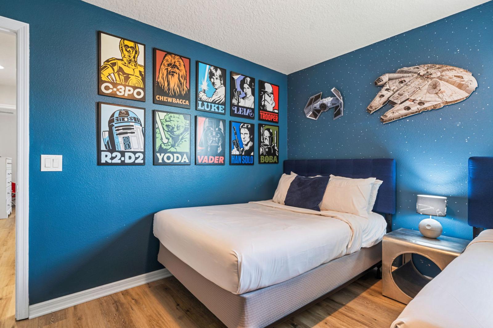 Bedroom 4 with a double bed and a single bed Star Wars Theme room