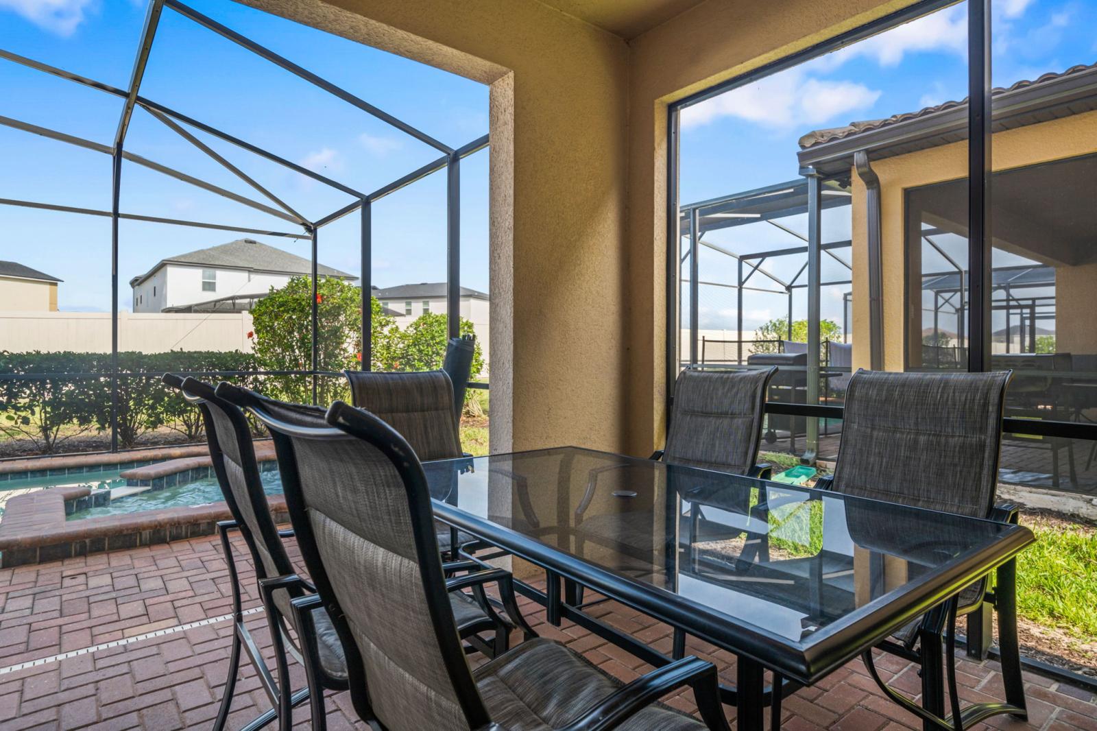 Private pool and spa with outdoor dining