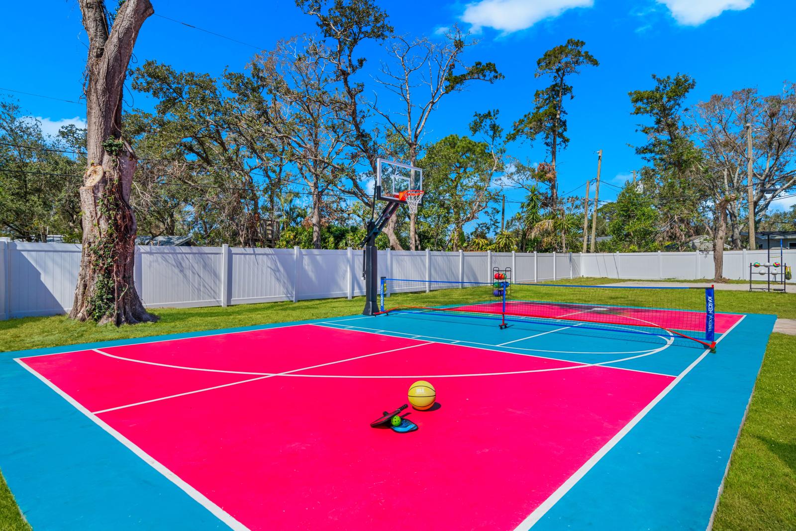 Your very own private pickleball and basketball court!