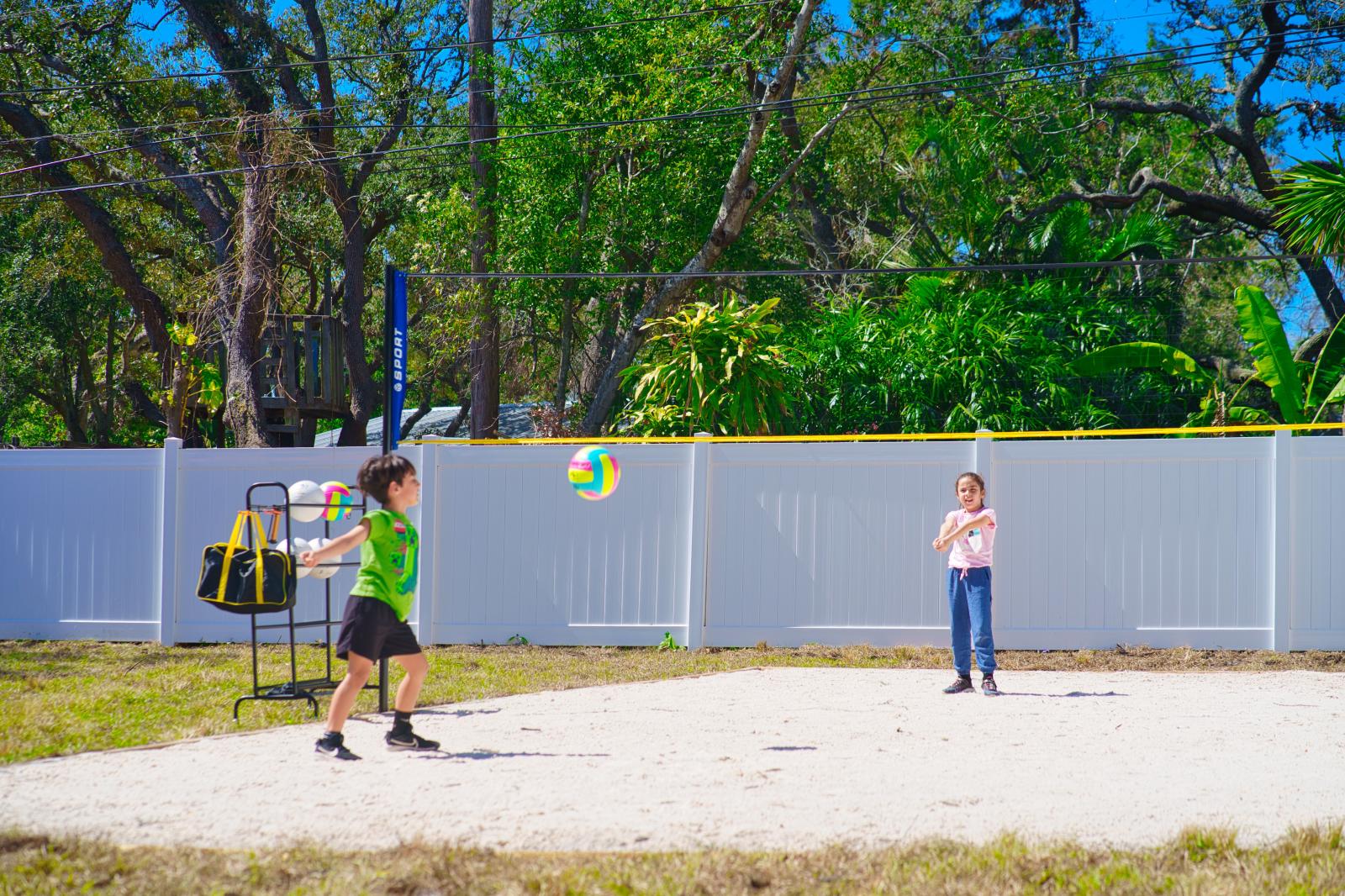 Enjoy beach volleyball or beach tennis on your very own private backyard court!