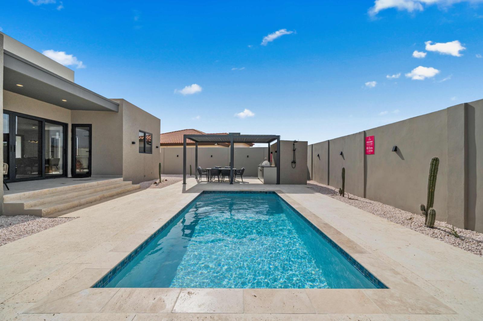 Dive into relaxation with your own pool, perfect for cooling off under the sun - Lounge poolside, enjoy outdoor dining, or fire up the grill for a perfect day outside - Secluded paradise where you can soak up the sun, swim & unwind in total comfort