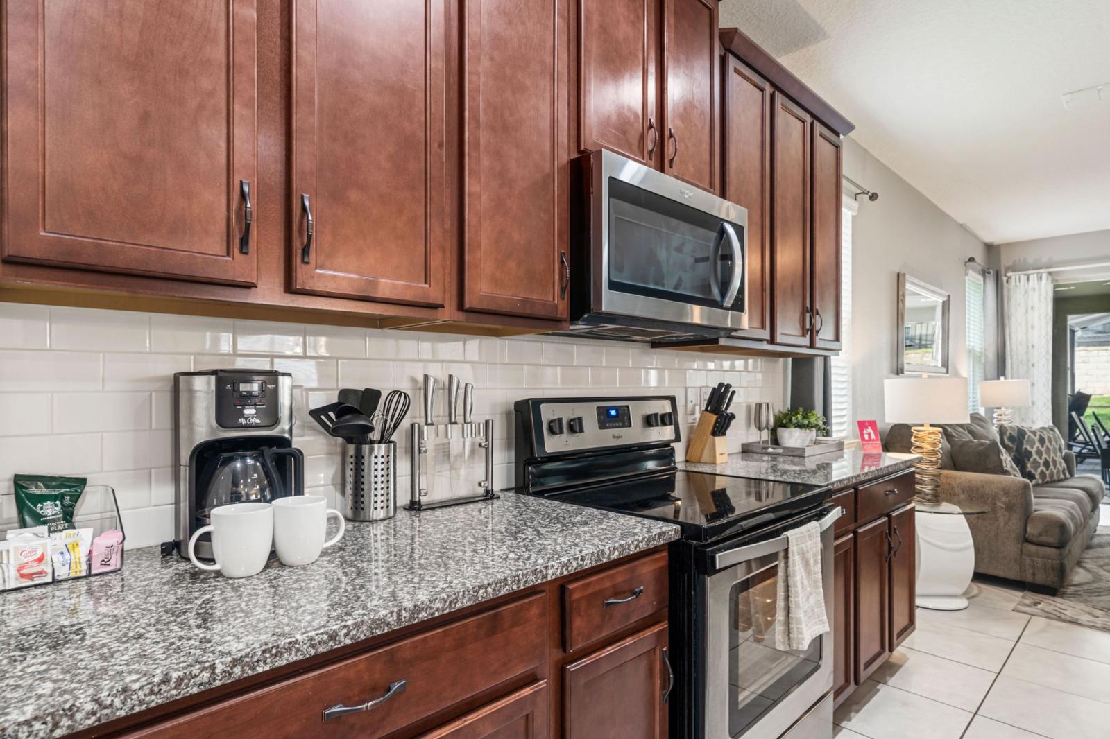 Fully equipped kitchen with top of the line appliances