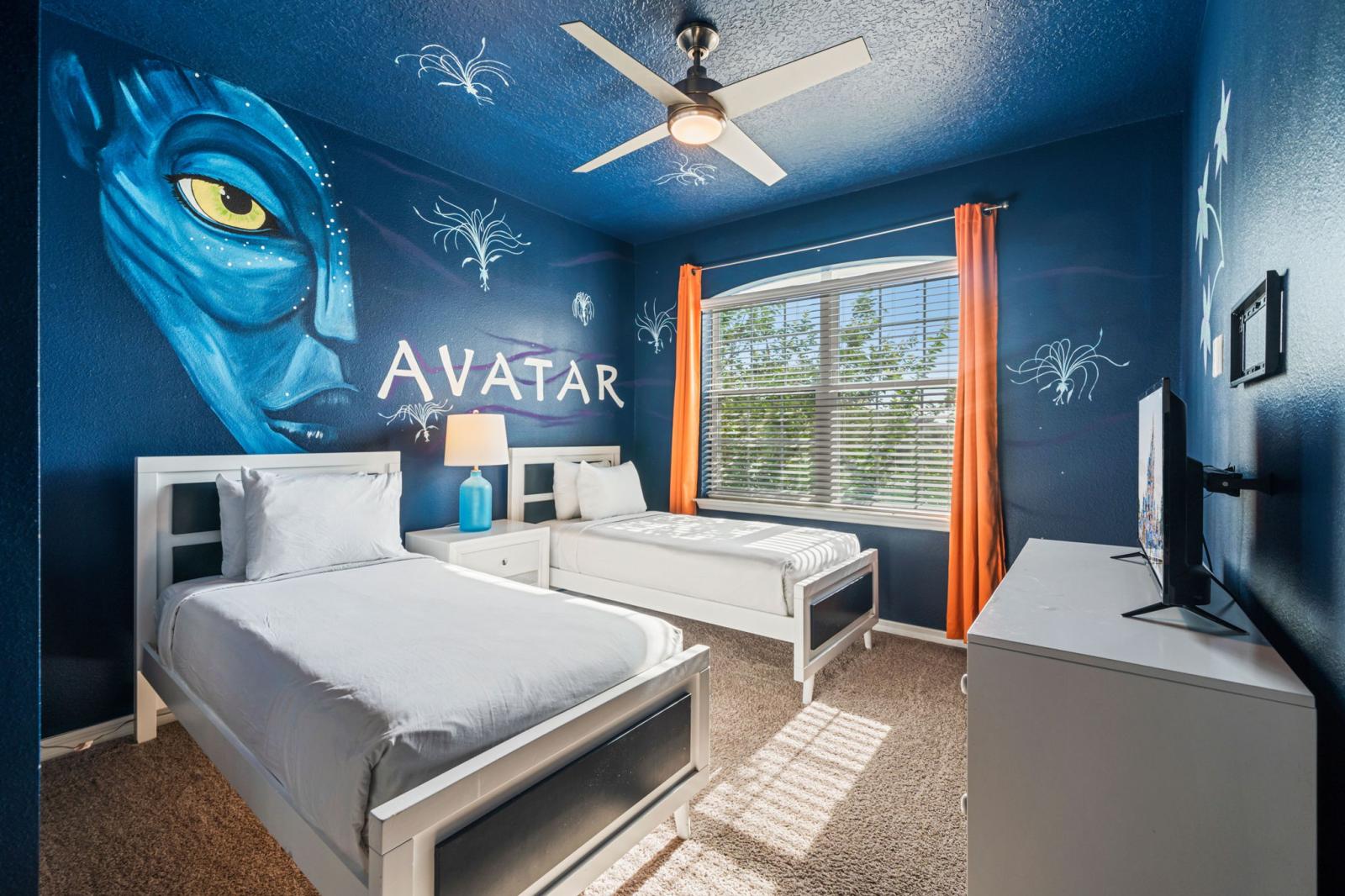 Bedroom 3 Avatar theme room with 2 single beds and private bathroom